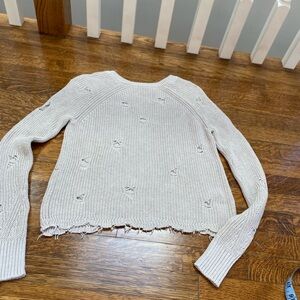 Autumn Cashmere Distressed Cream Sweater